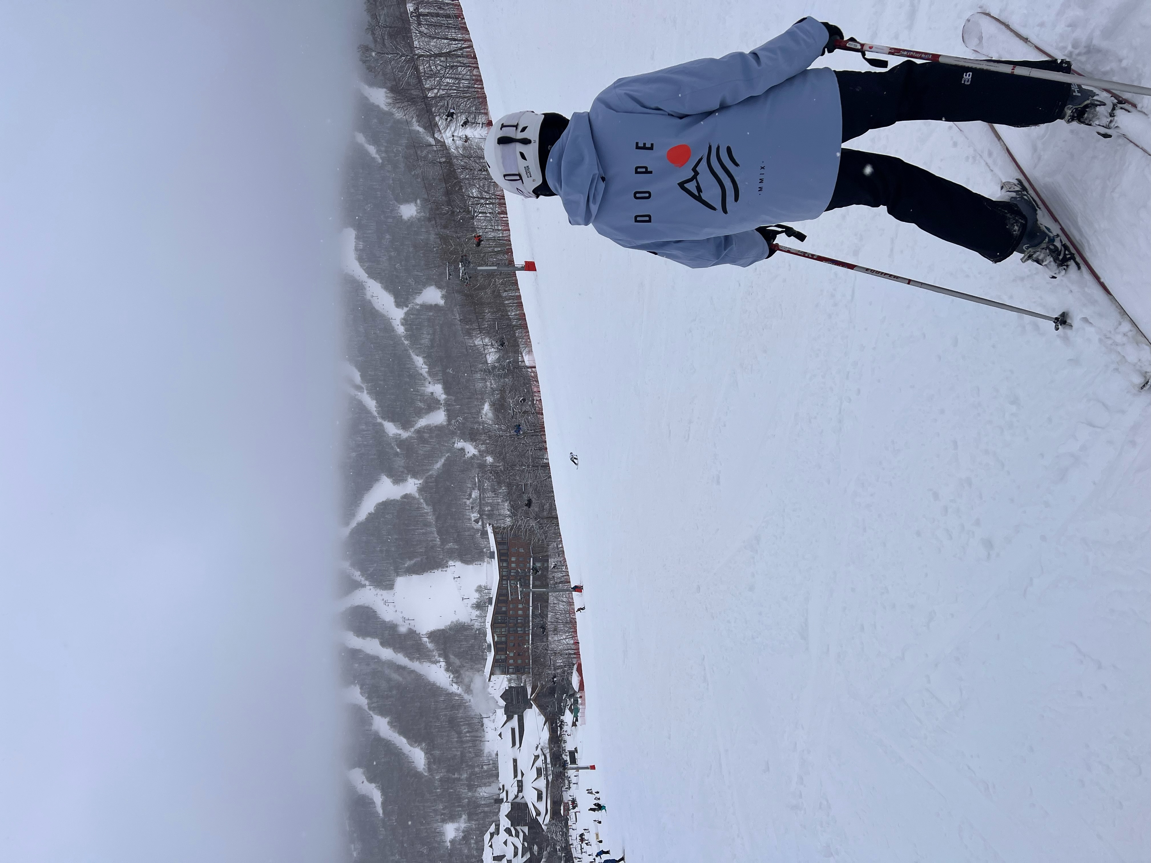 Skiing on a snowy mountain